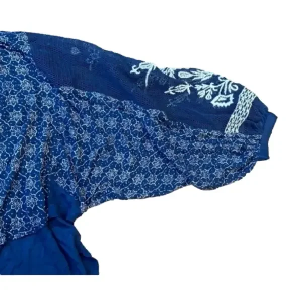 Free People Womens Indigo Dreams Embroidered Tunic Top NEW! - Picture 8 of 10